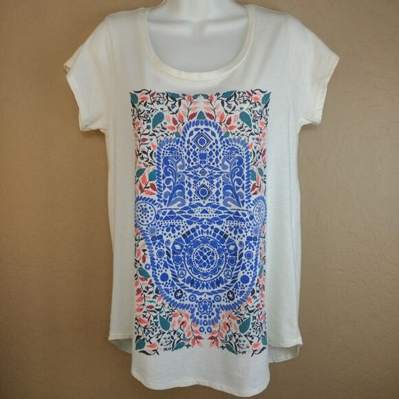 Lucky Brand Short Sleeve Hamsa Floral Graphic Tee - Picture 2 of 7